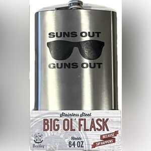 Stainless Steel Big Ol’ Flask. Holds 64oz. Brushed Finish. New in box.